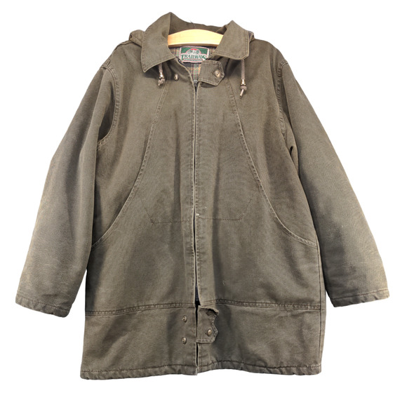 Trailways Men's Full Zip Flannel Lined Hooded Chore Field Jacket Brown XL Cotton - Picture 1 of 15